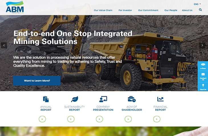 Homepage Website PT ABM Investama