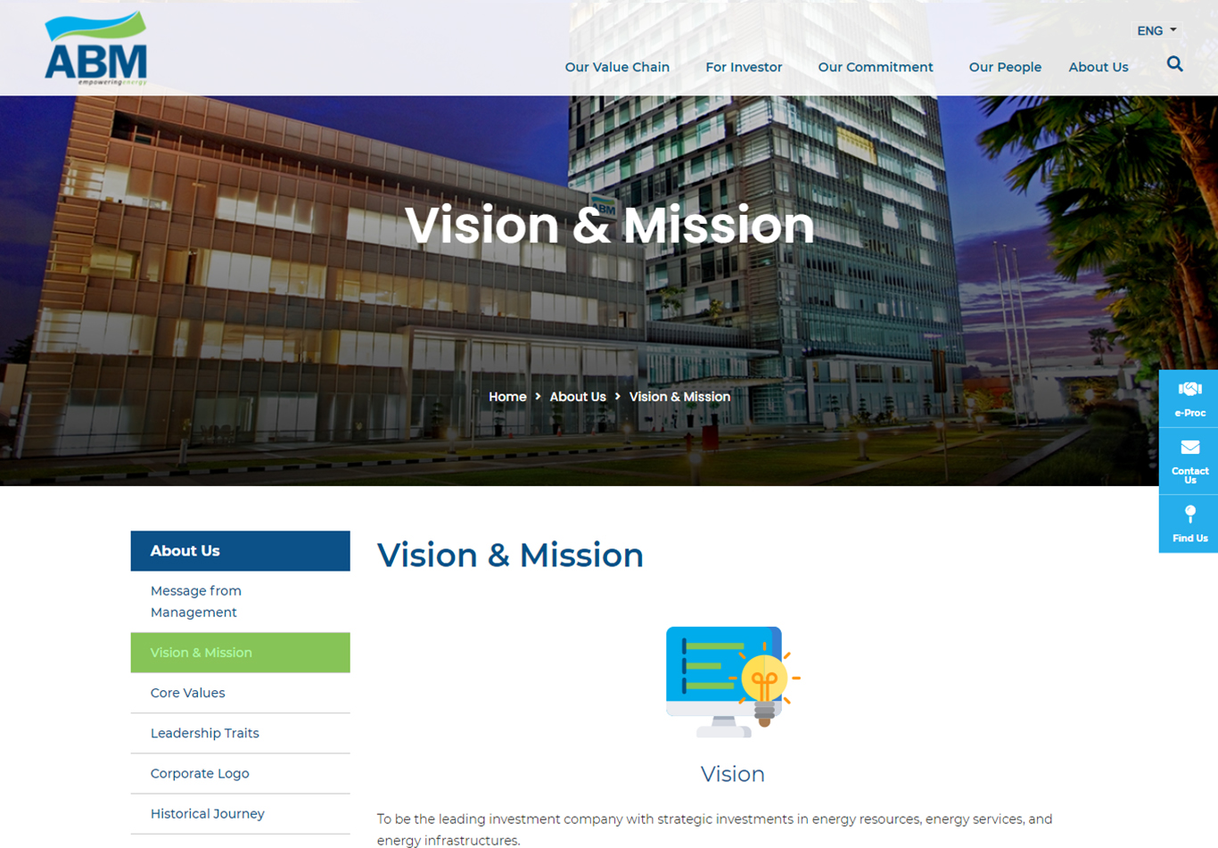 Vision and Missio PT ABM Investama Tbk