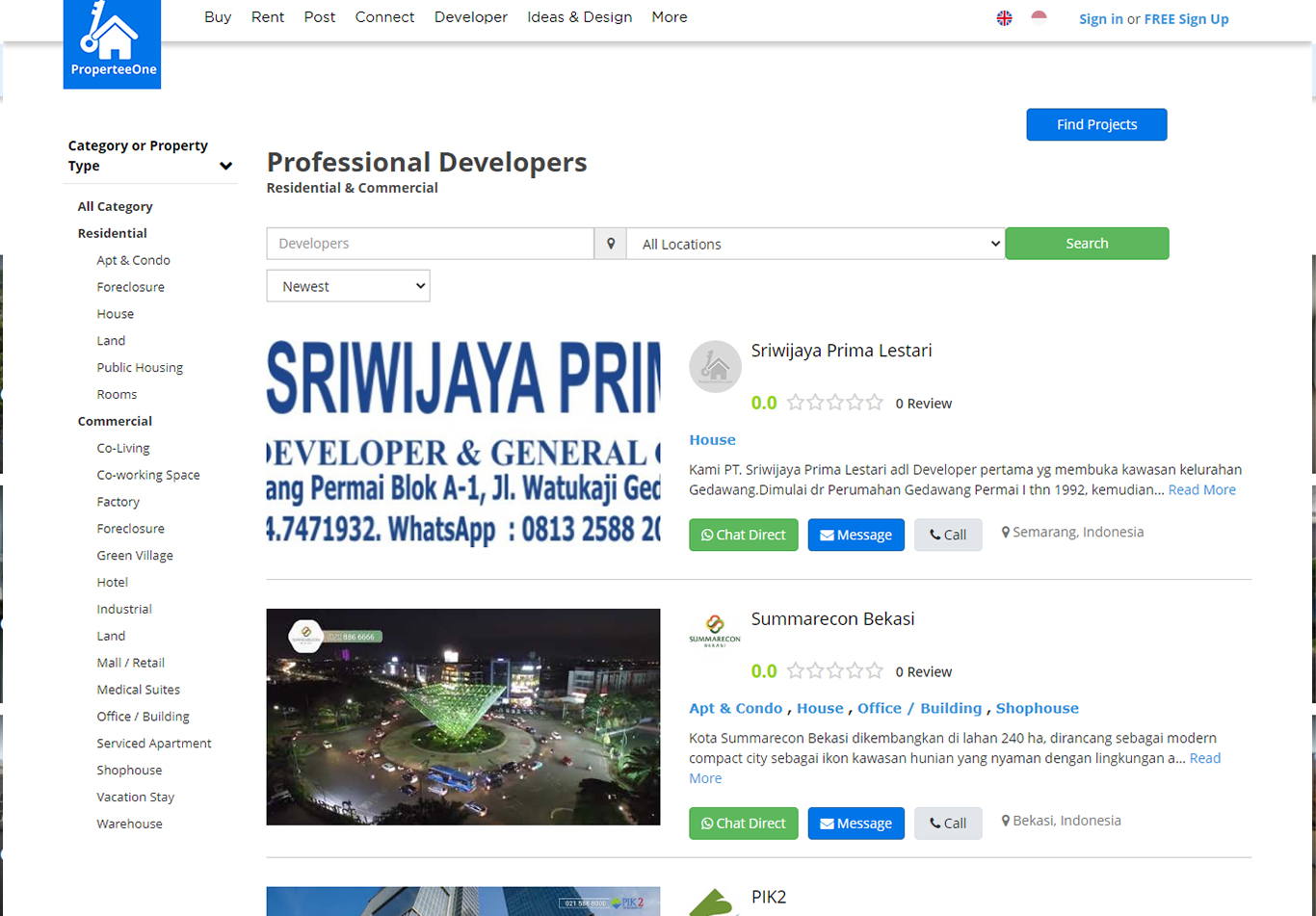 Developer Website Properteeone